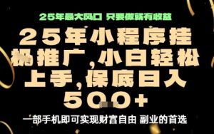 微信小程序挂G推广，解放双手，保底日入5张【揭秘】-第一资源库