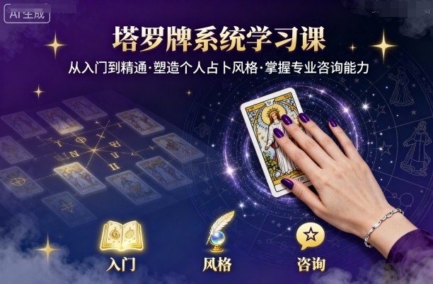 塔罗牌系统学习课，助你从入门到精通，塑造个人占卜风格，掌握专业咨询能力-第一资源库