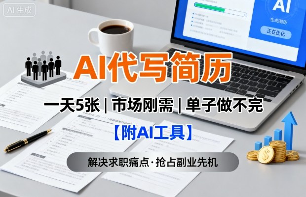 AI代写简历，一天5张，今年找工作难，市场刚需，单子做不完【附AI工具】-第一资源库