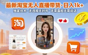 最新淘宝无人直播带货，日入1k+，独家技术，无违规无封号，无需露脸无需说话【揭秘】-第一资源库