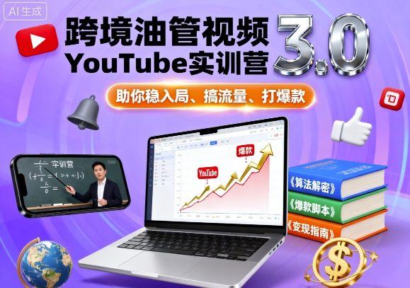 跨境油管视频YouTube实训营3.0，助你稳入局、搞流量、打爆款-第一资源库