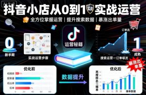 抖音小店从0到1实战运营，帮你全方位掌握小店运营，提升搜索数据与出单量-第一资源库