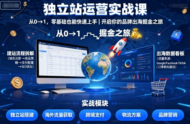 独立站运营实战课,从0到1,零基础也能快速上手,开启你的品牌出海掘金之旅-第一资源库