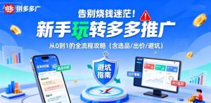 告别烧钱迷茫！新手玩转多多推广：从0到1的全流程攻略（含选品/出价/避坑）-第一资源库