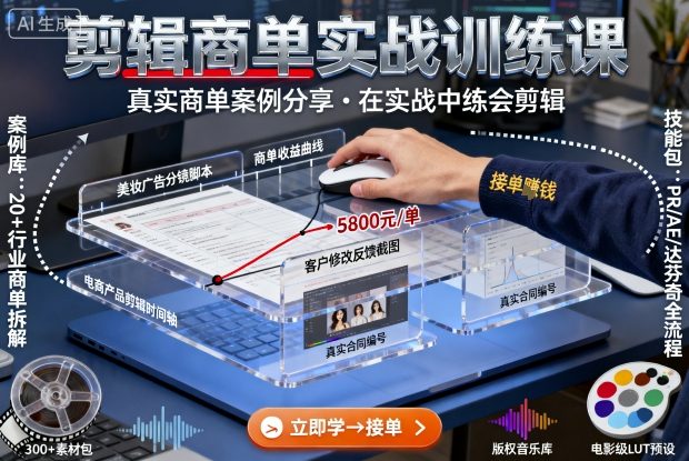 剪辑商单实战训练课，真实商单案例分享，在实战中练会剪辑-第一资源库