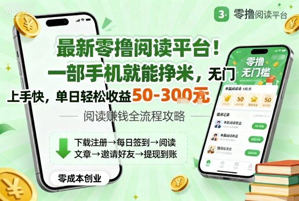 最新零撸阅读平台！一部手机就能挣米，无门槛上手快，单日轻松收益50-3张【揭秘】-第一资源库