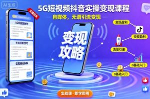 5G短视频抖音实操变现课程，自媒体，无谓引流变现-第一资源库
