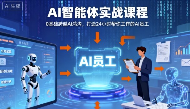 Ai智能体实战课程,0基础跨越Ai鸿沟,打造24小时帮你工作的Ai员工,打破常规,以实战定义Ai-第一资源库