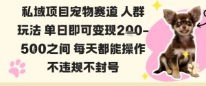 私域宠物项目赛道人群玩法单日即可变现2-5张之间每天都能操作不违规不封号-第一资源库
