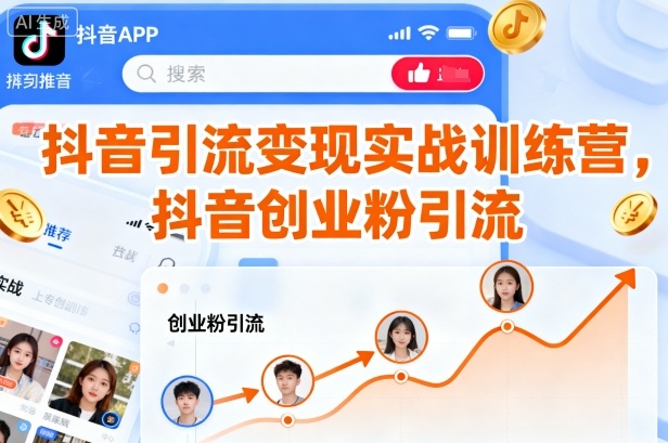 抖音引流变现实战训练营,抖音创业粉引流-第一资源库