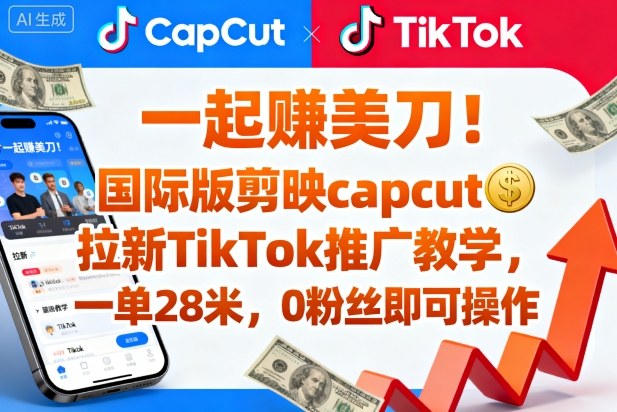 一起賺美刀！国际版剪映capcut拉新TikTok推广教学，一单28米，0粉丝即可操作（附推广入口和教学）-第一资源库