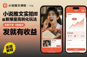 小说推文实拍双图文最新爆量高转化玩法，全程干货，0粉起步，发就有收益-第一资源库