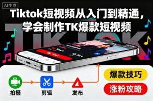 Tiktok短视频从入门到精通，学会制作TK爆款短视频-第一资源库