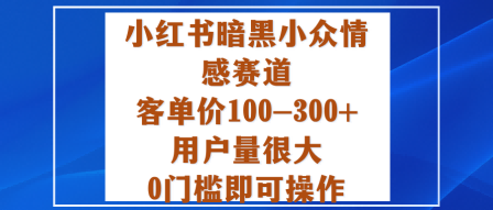 小红书暗黑小众情感赛道，客单价100-300+用户量很大，0门槛即可操作-第一资源库