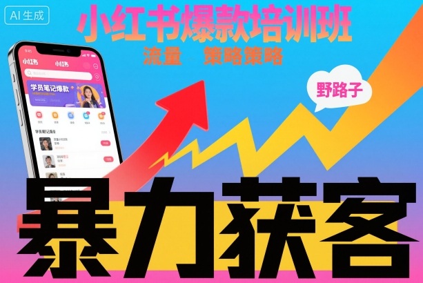 小红书爆款培训班,小红书获客野路子流量打法,暴力持续获客-第一资源库