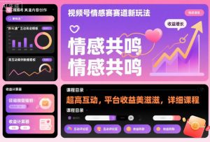 视频号情感赛道新玩法，超高互动，平台收益美滋滋，详细课程-第一资源库