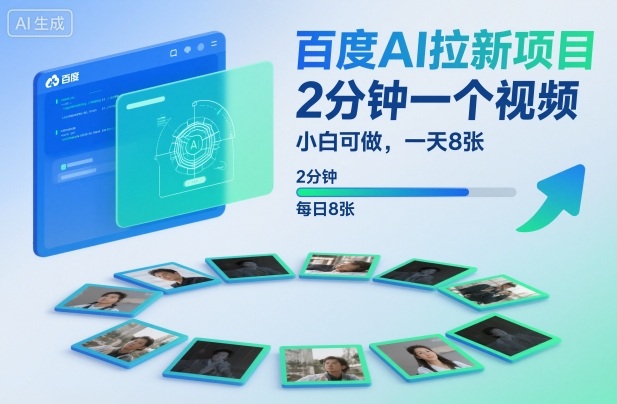 百度AI拉新项目，2分钟一个视频，小白可做，一天8张【附案例+保姆级教程】-第一资源库