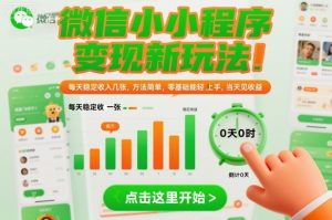 微信小程序变现新玩法，每天稳定收入几张，方法简单，零基础也能轻松上手，当天见收益【揭秘】-第一资源库
