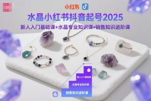 水晶小红书抖音起号2025，新人入门基础课+水晶专业知识课+销售知识进阶课-第一资源库