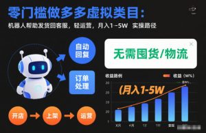 零门槛做多多虚拟类目：机器人帮助发货回客服，轻运营，月入1-5W实操路径【揭秘】-第一资源库