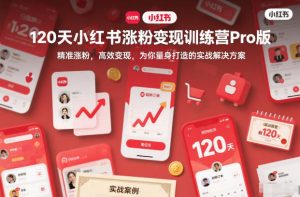 120天小红书涨粉变现训练营Pro版，​精准涨粉，高效变现​，为你量身打造的实战解决方案-第一资源库