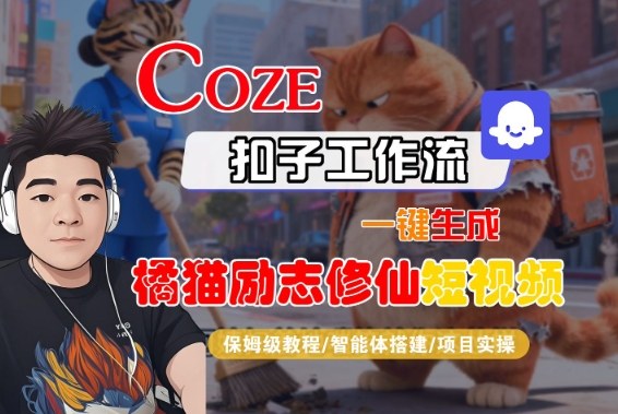Coze扣子智能体工作流一键生成“橘猫励志修仙“短视频,全流程保姆级教学-第一资源库