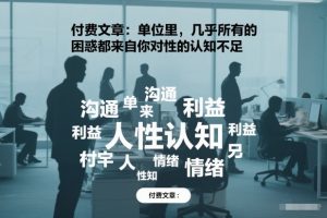付费文章：单位里，几乎所有的困惑都来自你对人性的认知不足-第一资源库