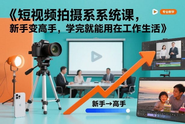 短视频拍摄系统课，新手变高手，学完就能用在工作生活-第一资源库