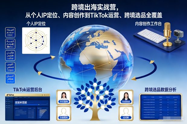 跨境出海实战营，从个人IP定位、内容创作到TikTok运营、跨境选品全覆盖-第一资源库