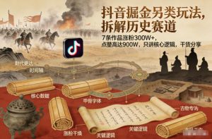 抖音掘金另类玩法,拆解历史赛道,7条作品涨粉300W+,点赞量高达900W,只讲核心逻辑,干货分享-第一资源库