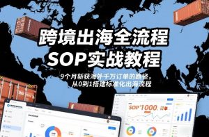 跨境出海全流程全盘托出SOP实战教程,9个月斩获海外千万订单的路径,从0到1搭建标准化出海流程-第一资源库