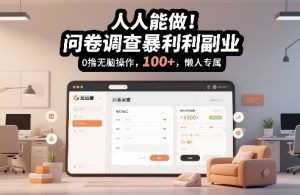 人人能做!问卷调查暴利副业,0撸无脑操作,每天轻松日入100+,懒人专属【揭秘】-第一资源库