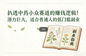 扒透中药小众赛道的賺米逻辑,潜力巨大,适合普通人的低门槛副业-第一资源库