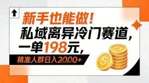 新手也能做!私域离异冷门赛道,一单198,精准人群日入1k+-第一资源库