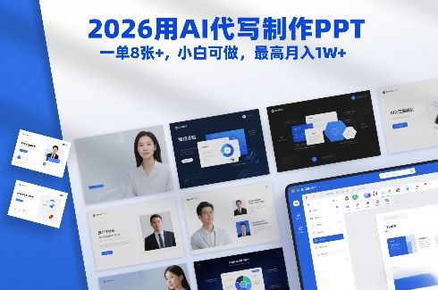 2026用AI代写制作PPT,一单8张+,小白可做,最高月入1W+-第一资源库