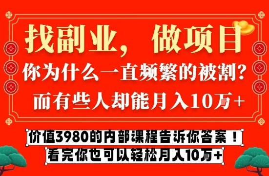 价值3980的网创内部课程,告诉你互联网创业月入10个W的秘密【揭秘】-第一资源库