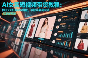 AI女装短视频带货教程:博主7天狂賺2W佣金,手把手复刻玩法,可直接照搬-第一资源库