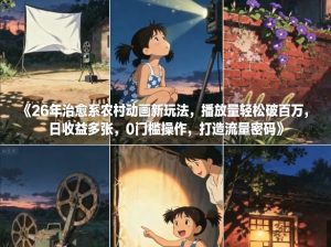 26年治愈系农村动画新玩法,播放量轻松破百万,日收益多张,0门槛操作,打造流量密码-第一资源库