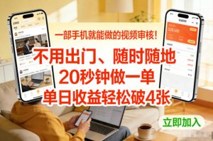 一部手机就能做的视频审核!不用出门,随时随地,20秒钟做一单,单日收益轻松破4张【揭秘】-第一资源库