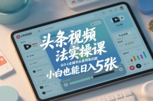 头条视频玩法实操课，从0-1全细节头条所有问题，小白也能日入5张-第一资源库