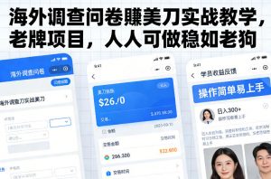 海外调查问卷賺美刀实战教学，老牌项目，人人可做稳如老狗-第一资源库