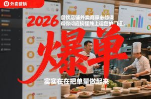 2026餐饮店铺外卖商家必修课，帮你彻底搞懂线上运营的门道，实实在在把单量做起来-第一资源库