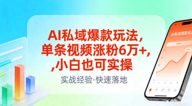 AI私域爆款玩法,单条视频涨粉6W+,小白也可实操-第一资源库