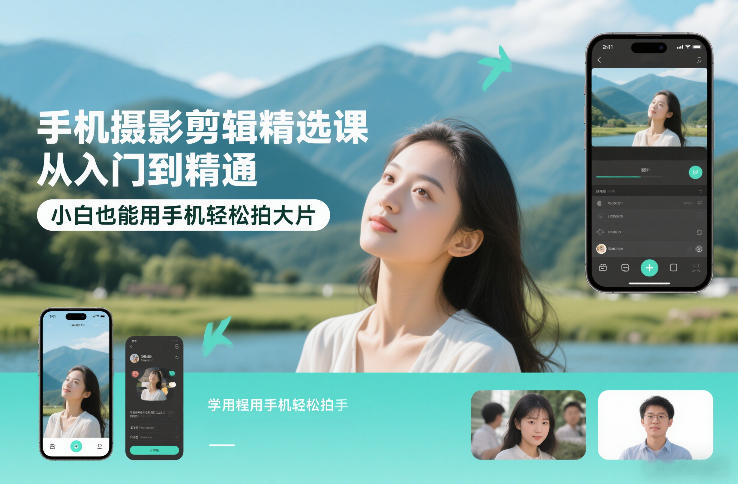 手机摄影剪辑精选课，从入门到精通，小白也能用手机轻松拍大片-第一资源库