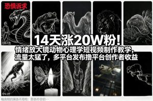 14天涨20W粉！情绪放大镜动物心理学短视频制作教学，流量太猛了，多平台发布撸平台创作者收益-第一资源库