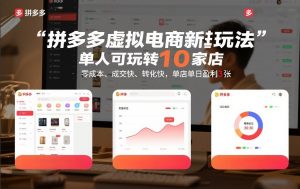 拼多多虚拟电商新玩法，单人可玩转10家店，零成本、成交快、转化快，单店单日盈利3张【揭秘】-第一资源库