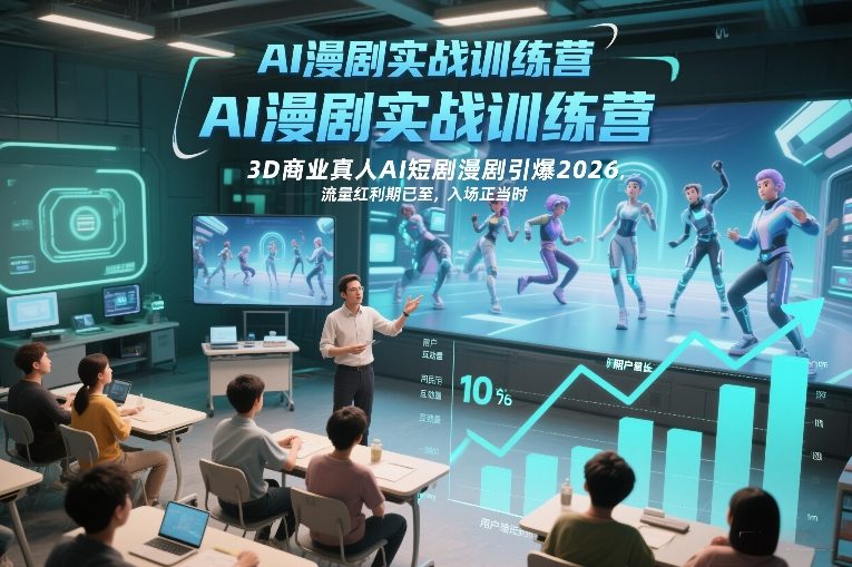 AI漫剧实战训练营，3D商业真人AI短剧漫剧引爆2026，流量红利期已至，入场正当时-第一资源库