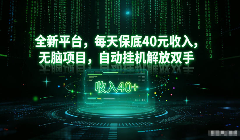 最新看广平台，每天保底30-4米，无脑项目，自动挂G解放双手【揭秘】-第一资源库