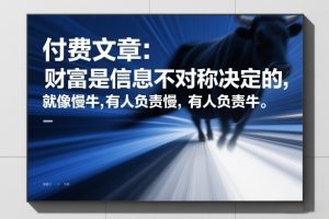 付费文章：财富是信息不对称决定的，就像慢牛，有人负责慢，有人负责牛-第一资源库