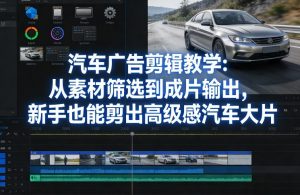 汽车广告剪辑教学：从素材筛选到成片输出，新手也能剪出高级感汽车大片-第一资源库